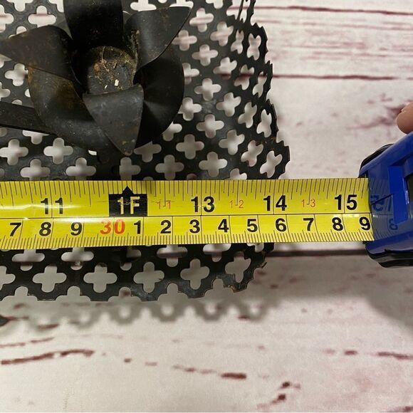 Mid Century Black Perforated Metal Shelf and Matching Candlestand - Picture 10 of 10